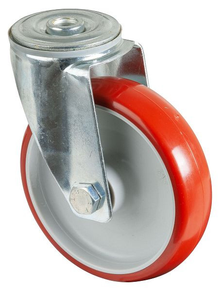 BS-rollen transportrol, wielbreedte 32 mm, wiel-Ø 125 mm, draagvermogen 150 kg, rood polyurethaan loopvlak, rollager, VE = 2 stuks, L101.B31.125
