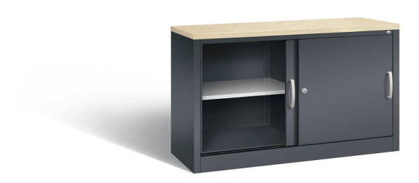 C+P dressoir met schuifdeuren Acurado, H720xB1200xD400mm, kleur: zwartgrijs, beugelgreep, 2 niveaus, 5723-00 S10388