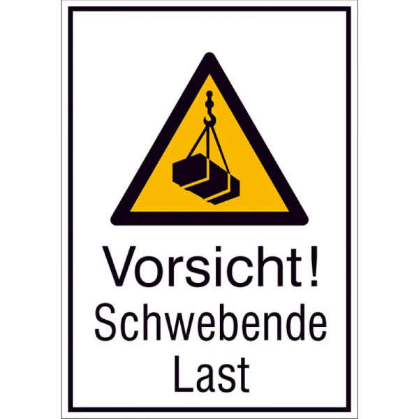 Steen HGS combinatiebord met waarschuwingsbord en extra tekst Let op! Zwevende lading, 131 x 185 mm / folie, zelfklevend, 21.a8045