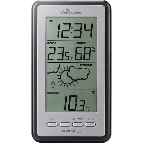 Technoline weerstation, radioklok DCF-77 met handmatige instelmogelijkheid, afmetingen: 84 x 23 x 150 mm, MA 10430