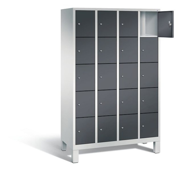 C+P lockerkast Evolo, H1850xB1190xD500mm, kleur: lichtgrijs / zwartgrijs, 48010-405 S10166