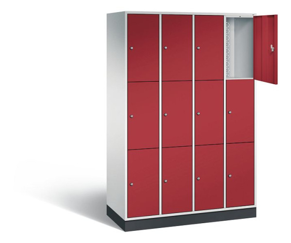 C+P lockerkast Intro, H1950xW1220xD490mm, kleur: lichtgrijs/robijnrood, 8370-401 S10003