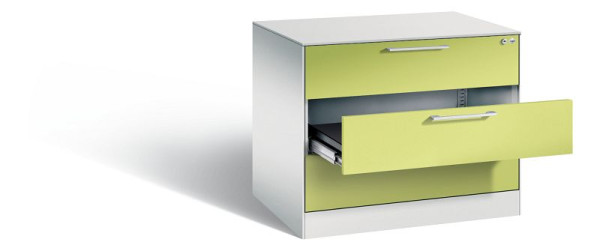 C+P archiefkast Asisto, H710xB800xD600mm, kleur: lichtgrijs / virid groen, beugelgreep, 146273-323 S10033
