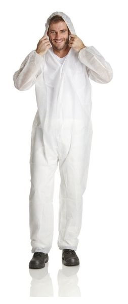 DS SafetyWear PP overall, capuchon, wit, 40g, maat 2XL, VE: 50 stuks, PP40-2XL