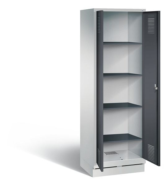 C+P washok Evolo, H1800xB610xD500mm, kleur: lichtgrijs / zwartgrijs, 48222-20b S10116