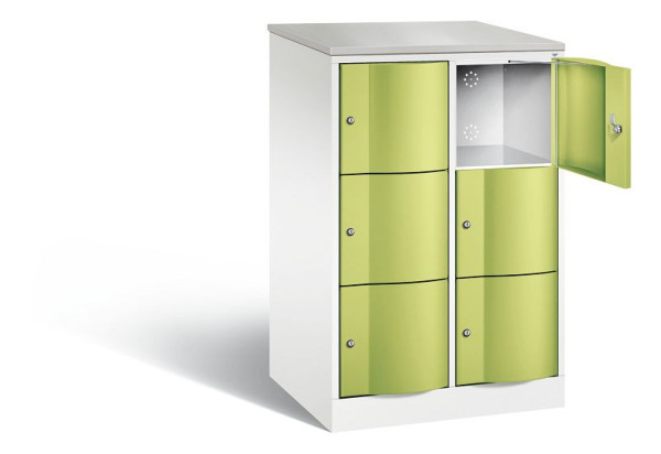 C+P XL lockerkast Resisto, H1255xB772xD640mm, kleur: verkeerswit / virid green, 8573-273 S10147