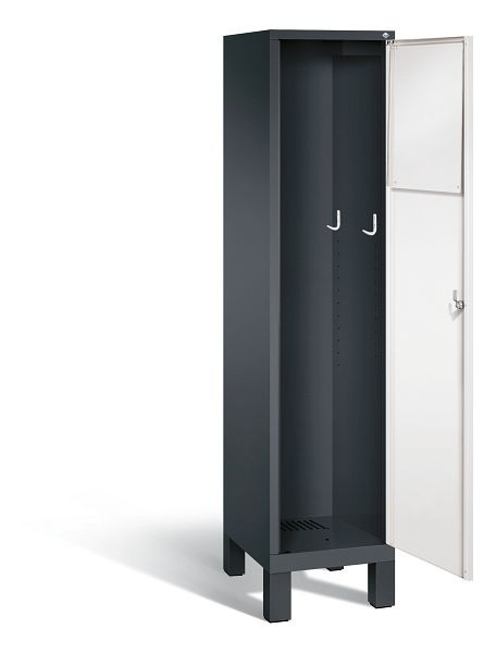 C+P wasverzamelkast Evolo, H1850xB420xD500mm, kleur: zwartgrijs / verkeerswit, 48070-210 S10235
