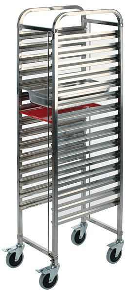 APS plankenwagen GN 1/1, 55 x 38,5 cm, hoogte: 173,5 cm, RVS, 15 dubbele steunrails, voor max. 30 GN 1/2 bakken, 71441