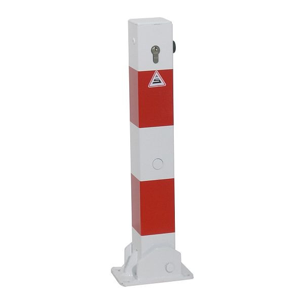 Schake afzetpaal stalen buis 70 x 70 mm opklapbaar, met profielcilinderslot 500 mm bovengronds, thermisch verzinkt, 4715UZB