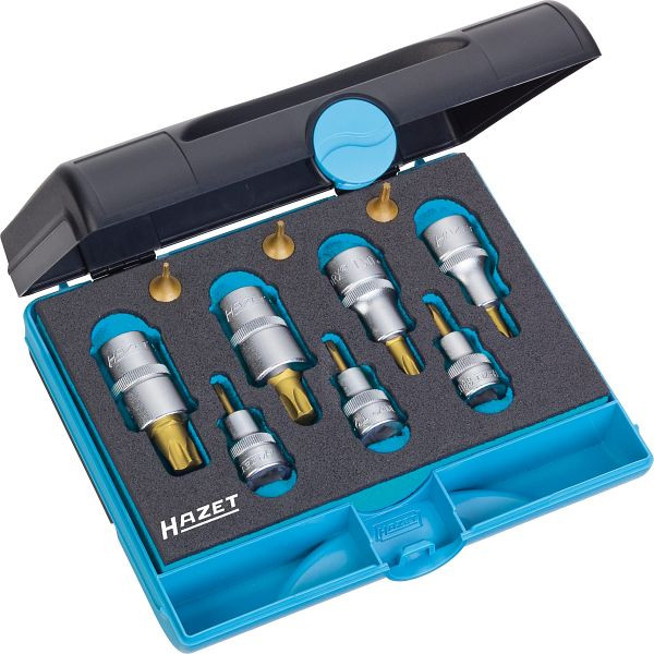 Hazet TORX® gereedschapsset, hol vierkant 6,3 mm, hol vierkant 10 mm, hol vierkant 12,5 mm, binnen TORX® profiel, aantal gereedschappen: 10, 1557/10