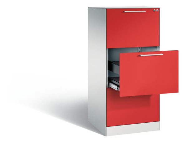 C+P hangarchiefkast Asisto, H1310xB562xD600mm, kleur: lichtgrijs / vuurrood, beugelgreep, 146224-301 S10086