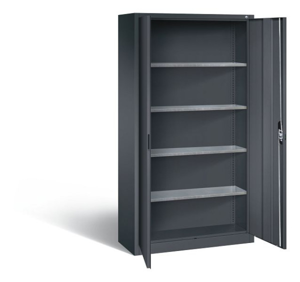 C+P tijdschriftenkast serie 13, H1980xB1000xD420mm, kleur: zwart-grijs, verzonken handgreep, 133144-20 S10129
