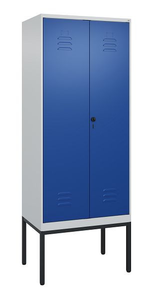 C+P Umkleidespind Classic PLUS, Doppel-Spind, Gestell, 2 Abteile, 2120x800x500mm, 7035/5010, Drehriegel, 0800327-22P S10003