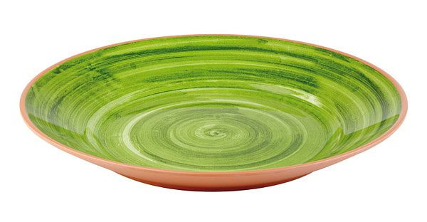 APS bord -LA VIDA-, Ø 32 cm, hoogte: 3,5 cm, melamine, buitenkant: terracotta look, binnenkant: decor in groen, 84171