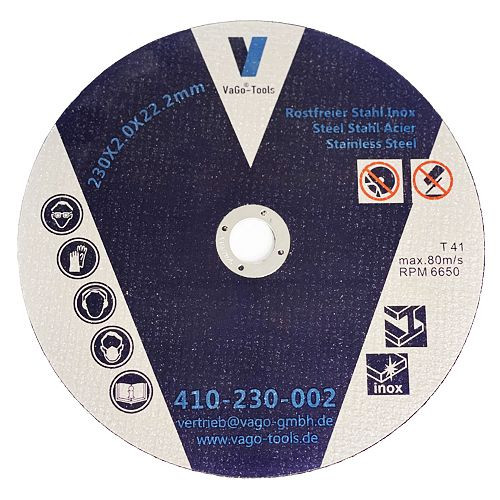 VaGo-Tools doorslijpschijven flexibele schijven 230x2mm RVS metaal staal, VE: 10 stuks, 420-230-002x10_tv