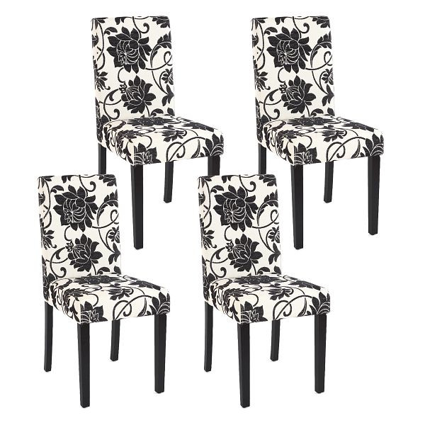 Mendler set van 4 eetkamerstoelen stoel keukenstoel Littau, textiel, jacquard, donkere poten, 28641