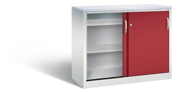 C+P dressoir met schuifdeuren Acurado, H1000xB1200xD500mm, kleur: lichtgrijs/robijnrood, beugelgreep, 2056-00 S10105