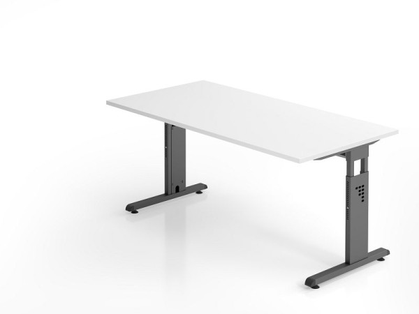 Hammerbacher bureau OS16, 160 x 80 cm, blad: wit, 25 mm dik, 2 mm ABS rand, rechthoekige vorm, VOS16/W/G