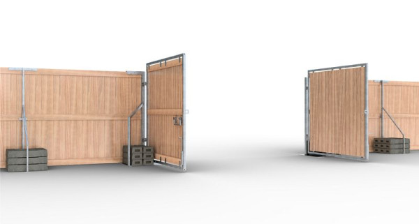 Schake houten constructie hekpoort met robuuste staalconstructie, 3B161T