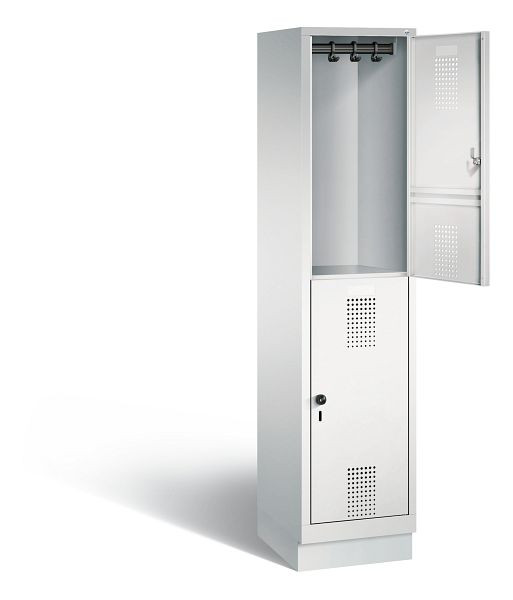 C+P locker dubbeldekker Evolo, H1800xB420xD500mm, kleur: lichtgrijs, 48320-12 S10003