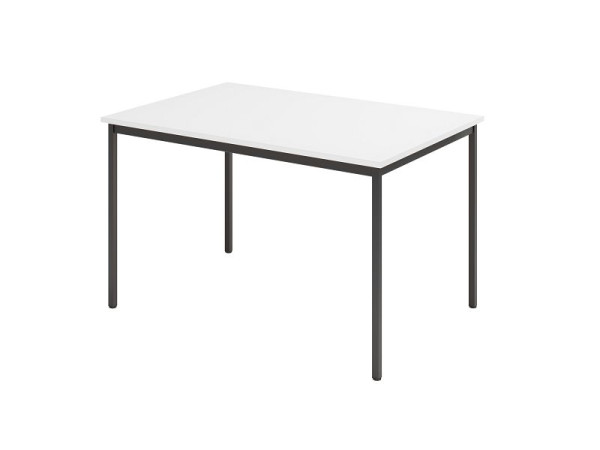 Hammerbacher vergadertafel VS12, 120 x 80 cm, blad: wit, vierpootsframe zwart, werkhoogte 72 cm, rondom stalen frame zwart, VVS12/W/D