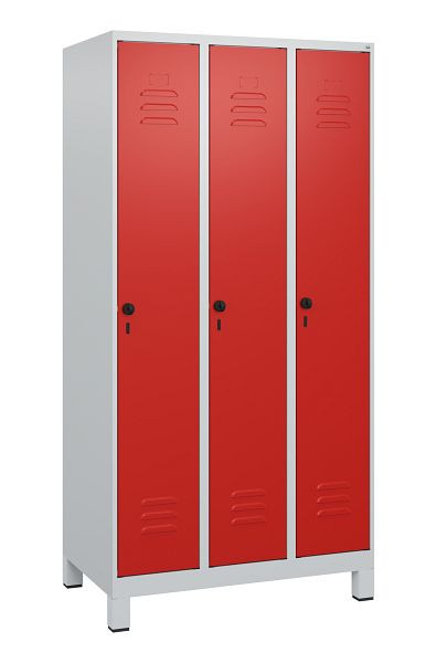 C+P Umkleidespind Classic PLUS, Füße, 3 Abteile, 1800x900x500mm, 7035/3020, Drehriegel, 0800107-30 S10002