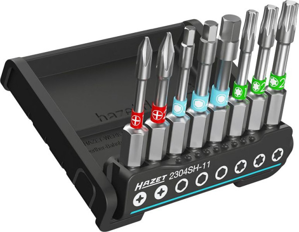 Hazet SmartHolder met 8 bits, lang, zeskant 6.3, inwendig zeskantprofiel, Phillips profiel PH, inwendig TORX® profiel, aantal gereedschappen: 8, 2304SH-11