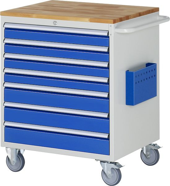 RAU montagewagen serie 7000, B770 x D650 x H975 mm, massief beukenhouten blad, laden: 4xH90, 3xH120 mm, 15-XL5.17A-B.11