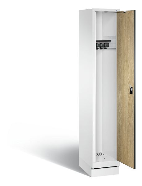 C+P Evolo kleerkast, H1800xB320xD500mm, kleur: verkeerswit / decor eiken Sereno, 48020-10 S10465