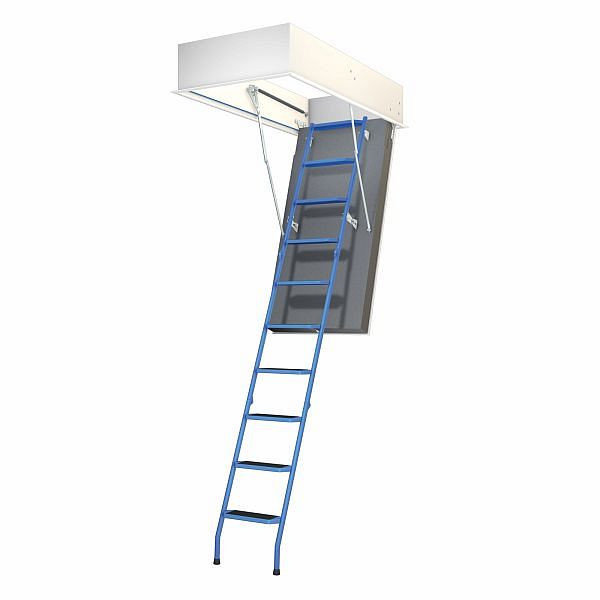 Wellhöfer zoldertrap staalblauw met thermische isolatie WS4D, plafondopening 140 x 70 cm, hoogte vrije ruimte 246 - 257 cm, 287000122