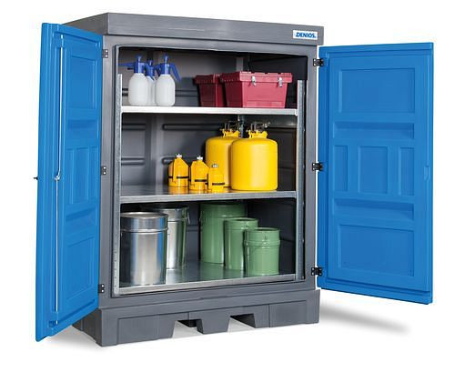 DENIOS PolySafe-Depot type K voor kleine containers inclusief schapsysteem, gemaakt van kunststof, 218-998