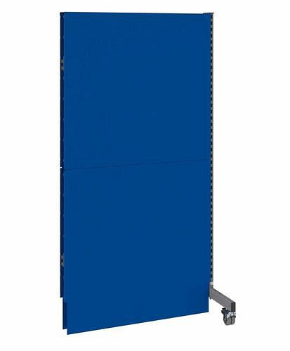 DENIOS mobiele akoestische scheidingswand, opzetpaneel, B 1000, H 2000 mm, tweezijdige akoestische geperforeerde plaat, grijs/blauw, 293118