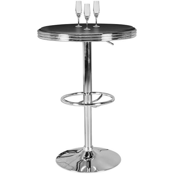 Wohnling American Diner bartafel Elvis rond Ø 60 cm aluminium kunstleren bekleding zwart/zilver, WL5.113