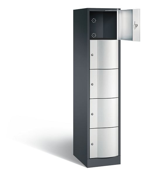 C+P lockerkast Resisto, H1950xB396xD540mm, kleur: zwartgrijs/lichtgrijs, 8570-172 S10119