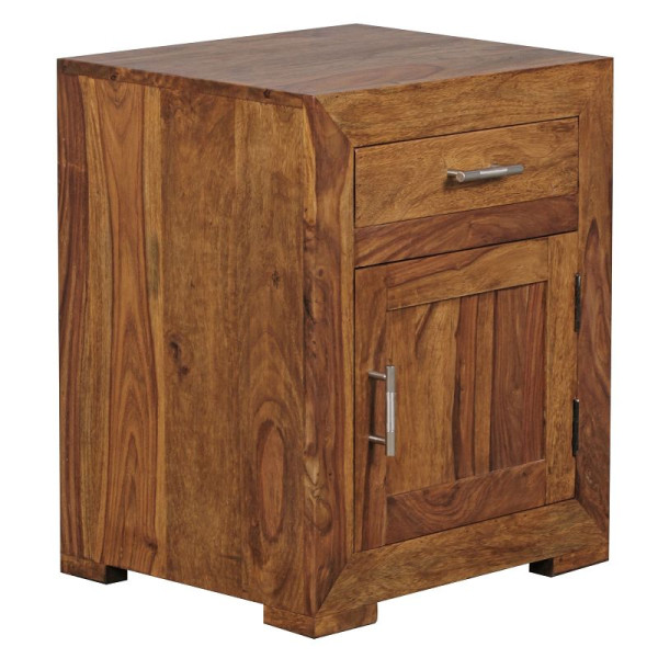 Wohnling nachtkastje MUMBAI massief hout Sheesham design, 60 cm met lade en deur, WL1.761