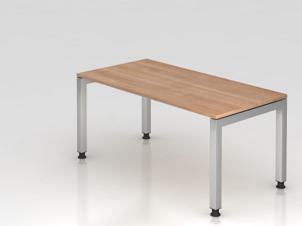 Hammerbacher bureau U-voet vierkant 160x80cm walnoot, rechthoekige vorm, zwevend blad, VJS16/N/S