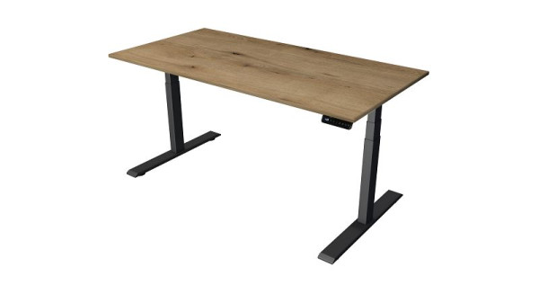 Kerkmann sta-/zittafel B 1600 x D 800 mm, antraciet, elektrisch in hoogte verstelbaar van 630 - 1270 mm, eiken/antraciet, 10271355