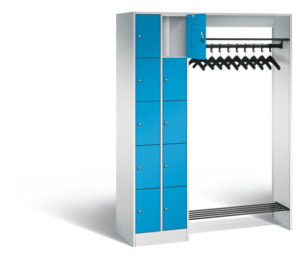 C+P open garderobe serie 8070, H1950xW1410xD480mm, kleur: lichtgrijs/lichtblauw, 80720-00 S10024