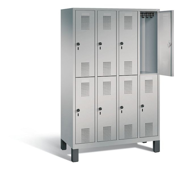 C+P locker dubbeldekker Evolo, H1850xB1190xD500mm, kleur: wit aluminium, 48310-40 S10467