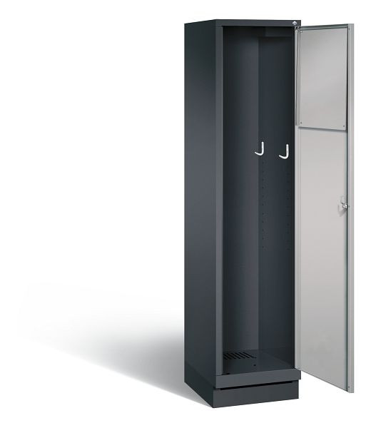 C+P wasverzamelkast Evolo, H1800xB420xD500mm, kleur: zwart-grijs/wit aluminium, 48170-210 S10011