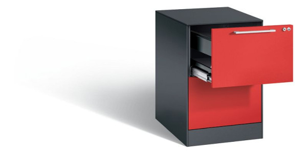 C+P hangarchiefkast Asisto, H710xB440xD600mm, kleur: zwartgrijs / vuurrood, beugelgreep, 146275-211 S10087