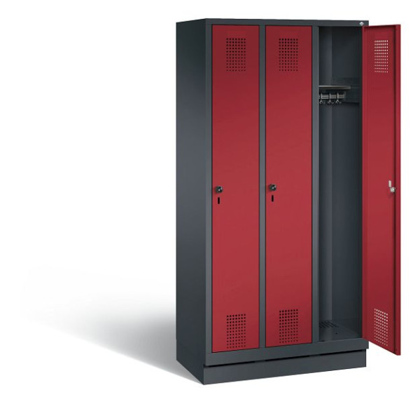 C+P Evolo kleerkast, H1800xB900xD500mm, kleur: zwart-grijs/robijnrood, 48020-30 S10053