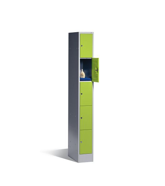 C+P lockerkast serie 8070, H1950xB240xD480mm, kleur: lichtgrijs / virid groen, 80700-10 S10172
