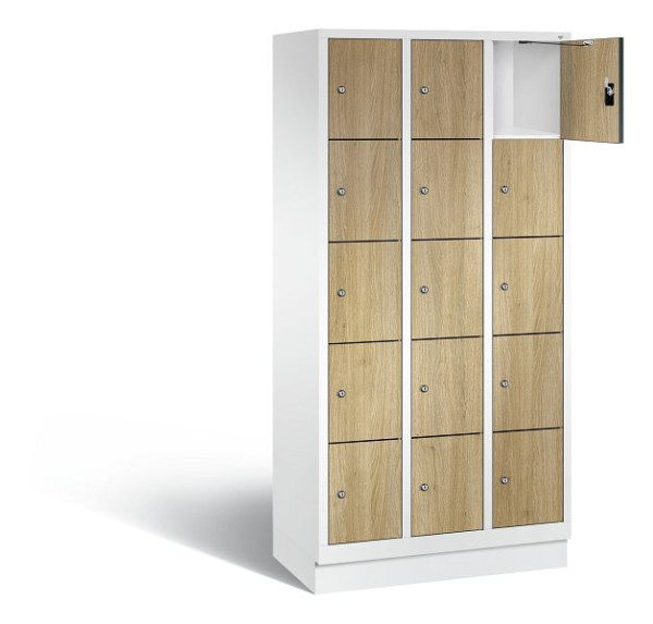 C+P lockerkast Evolo, H1800xB900xD500mm, kleur: verkeerswit / decor eiken Sereno, 48020-305 S10182