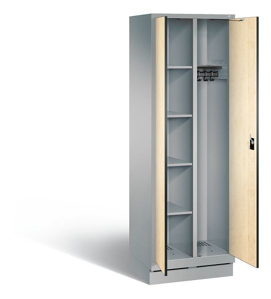 C+P reinigingsmiddelenkast Evolo, H1800xB610xD500mm, kleur: wit aluminium / Donau esdoorn decor, 48160-20 S10141