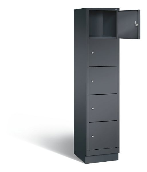 C+P lockerkast Evolo, H1800xB420xD500mm, kleur: zwart-grijs, 48020-125 S10007