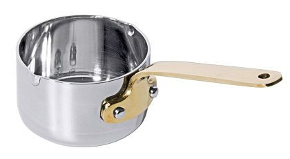 Contacto steelpan, ondiep 8,5 cm RVS met messing handvat, 3390/090