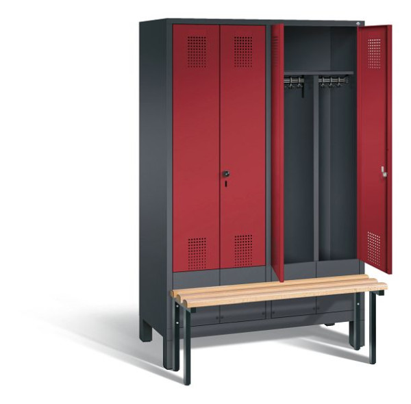 C+P zwart wit kastje Evolo, H1850xW1190xD815mm, kleur: zwart-grijs/robijnrood, 48032-40 S10106