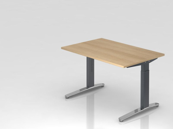 Hammerbacher bureau C-poot 120x80cm eiken/grafiet (gepolijst), rechthoekige vorm, VXB12/E/GC