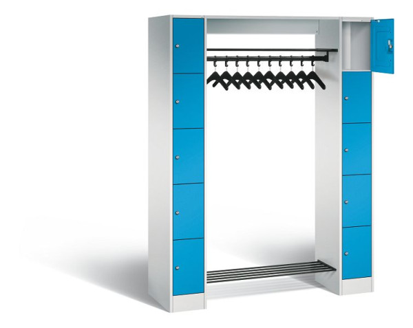 C+P open garderobe serie 8070, H1950xW1430xD480mm, kleur: lichtgrijs / lichtblauw, 80710-00 S10008